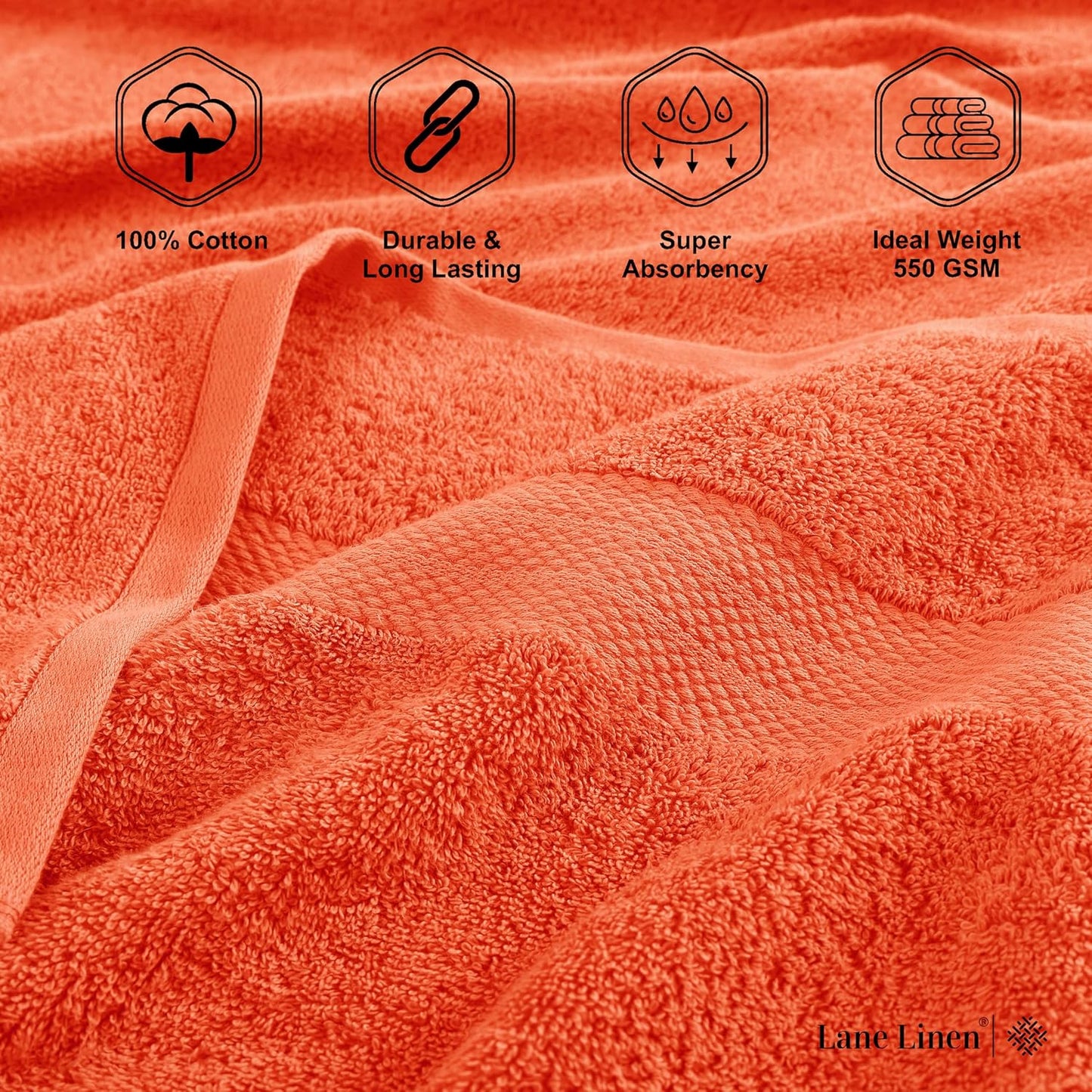 LANE LINEN 100% Cotton 2 Pack Bath Sheets Set (35"x66") - Ring Spun Cotton Extra Large Bath Towels Set - Quick Dry, Soft & Absorbent Oversized Towel Sets - Dorm Essentials for Boys - Tiger Lily