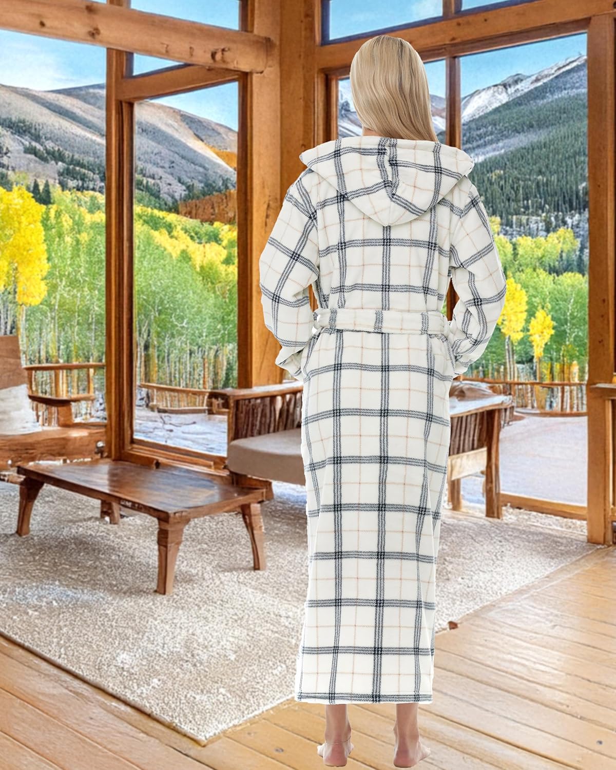 Alexander Del Rossa Womens Robe, Long Plush Bathrobe with Hood, Hooded Robes for Women Plus Size Bath Robe