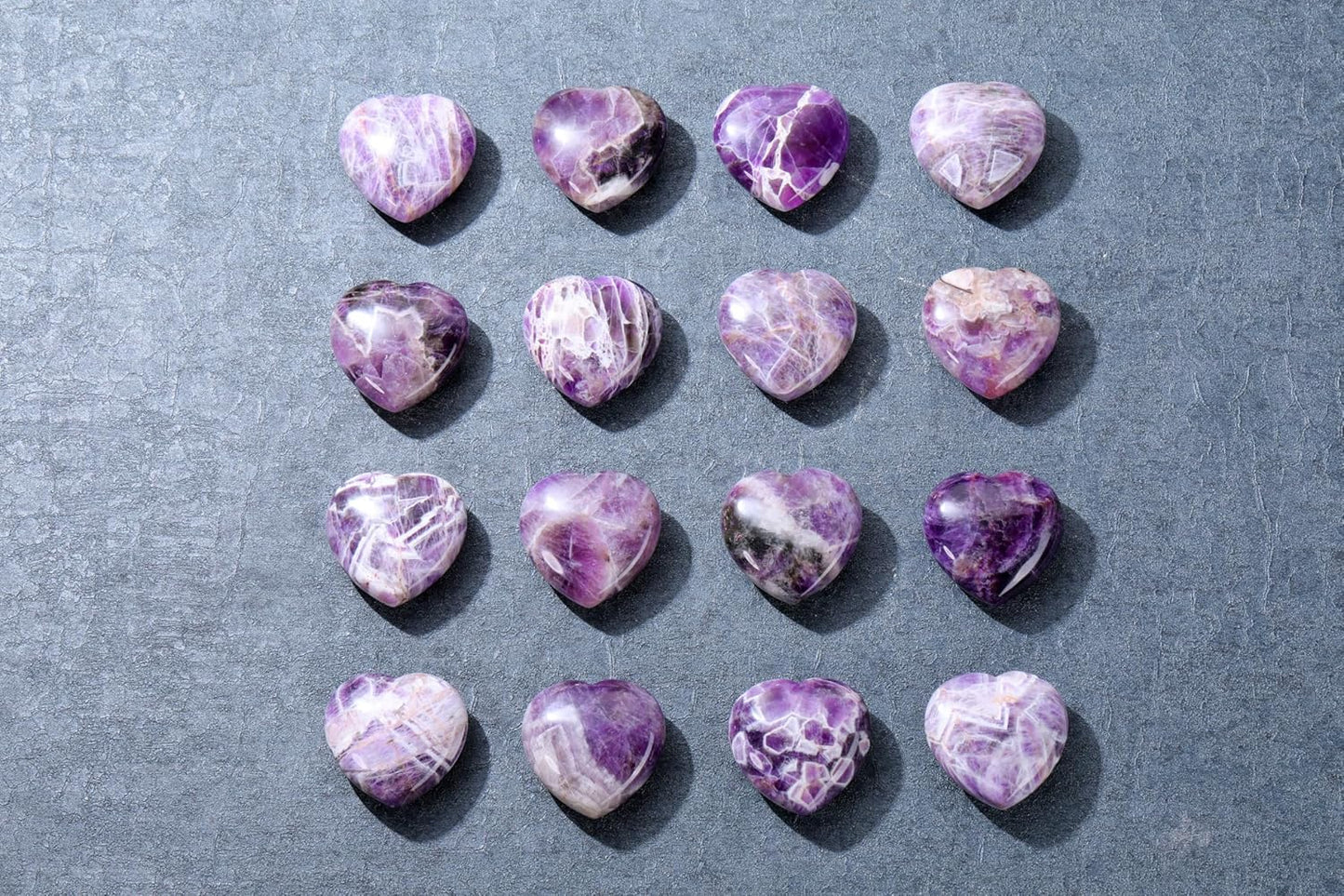 Jovivi 45mm Big Amethyst Crystal Heart Healing Crystals Heart Stones Polished Pocket Love Gemstones Natural Reiki Balancing Meditation Massage Gift Palm Worry Stones for Anxiety