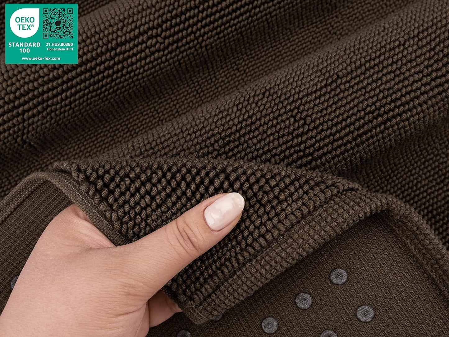 American Soft Linen Bath Rug, 17 in 24 in 100% Cotton Bath Mats Rugs for Bathroom, Slip Reducer Washable Shaggy Form Area Rugs, Brown Bath Rug