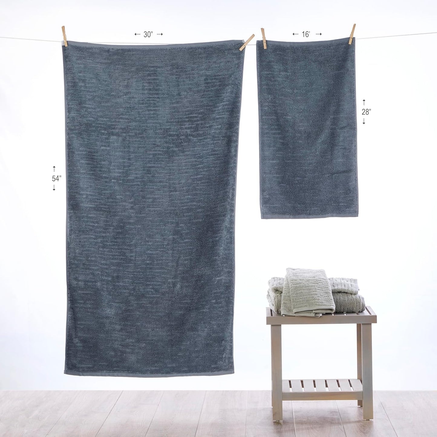 SKL Home CloudSoft Cotton Luxury 2-Piece Hand Towel Set, Smoke Blue