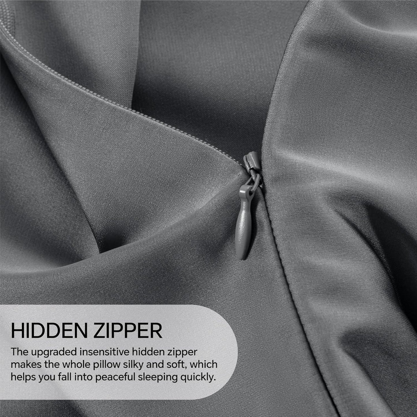 INFIIXSO Mulberry Silk Pillowcase for Hair and Skin, Silk Pillow Cases Standard Size with Hidden Zipper 20x26 Inches, Smooth and Soft Cooling Pillow Cases for Hot Sleepers(Dark Grey, 1 Pack)