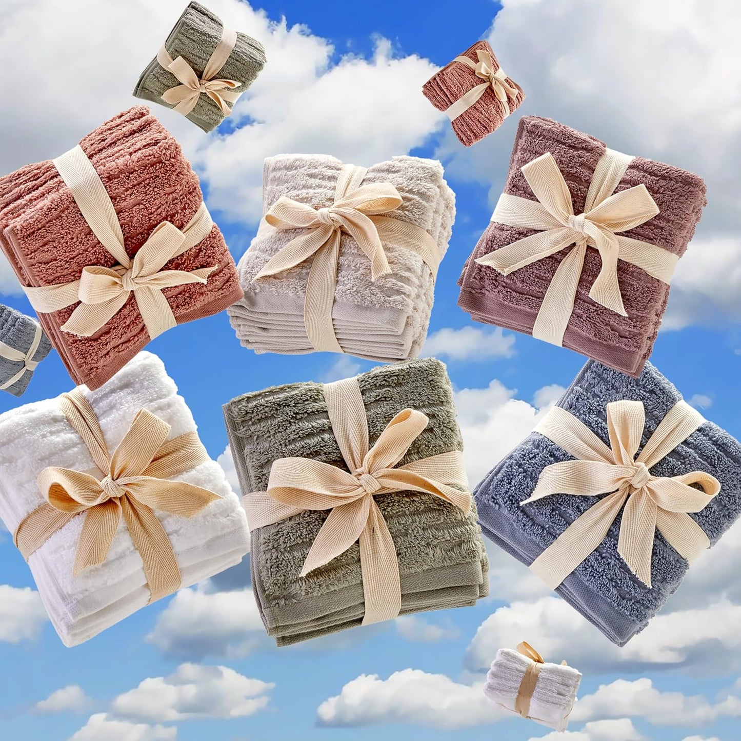 SKL Home CloudSoft Cotton Luxury 4-Piece Washcloth Set, Smoke Blue