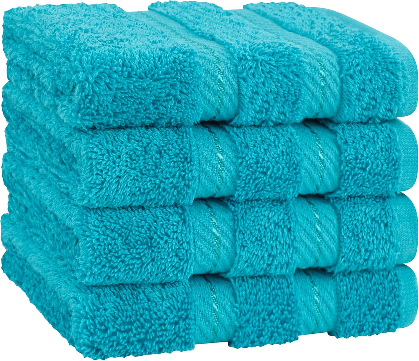 American Soft Linen Luxury Washcloths for Bathroom, 600 GSM 100% Cotton 4 Piece Turkish Wash Cloth Set, 13x13 in Soft Rags for Body and Face, Aqua Blue Washcloths
