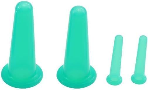 4Pcs Massage Cupping Set Silicone Mini Facial Cups Face Massager Helper Skin Care Neck Back Eyes Massaging Cup Safe to Use, Don't Worry About Burns Health Care Products (Green)