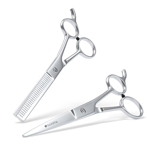 Suvorna 6.5" Professional Hair Scissors Set with Thinning Shears for Hair Dressers, Barbers and Professionals - Extremely Sharp Hair Cutting Scissors Set for Thinning, Layering and Cutting.