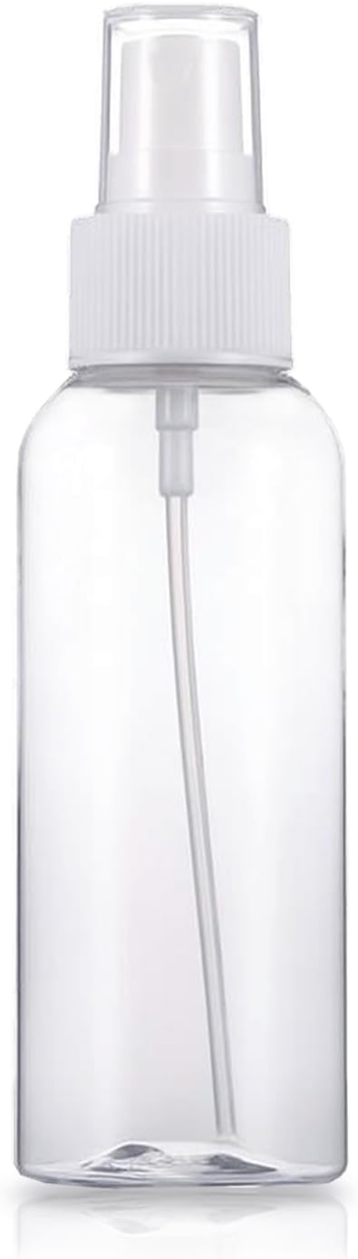 Sandbaggy 2 oz Plastic Spray Bottle | Fine Mist Sprayer | Clear, Transparent, Cylinder Shape | BPA Free (100)