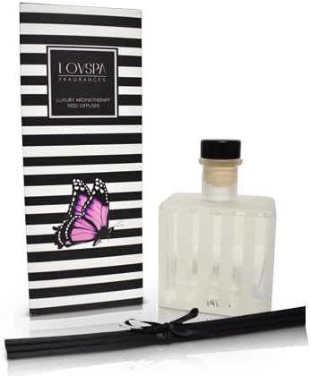 LOVSPA Reed Diffuser Set, Red Currant Scented Oil Diffuser with Sticks, Home Fragrance Accessories for Bathroom Shelf Decor, Aroma Diffusers for Home or Office Desk, USA Made