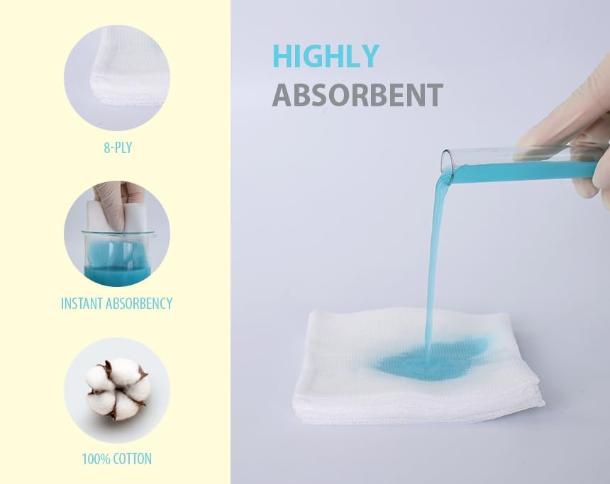 Medical-Grade Sterile Gauze 2x2in - 5 Pads per Pack (20 Packs per Box, 100 Pads Total) - Sterile & Sealed Packaging for First Aid & Wound Care