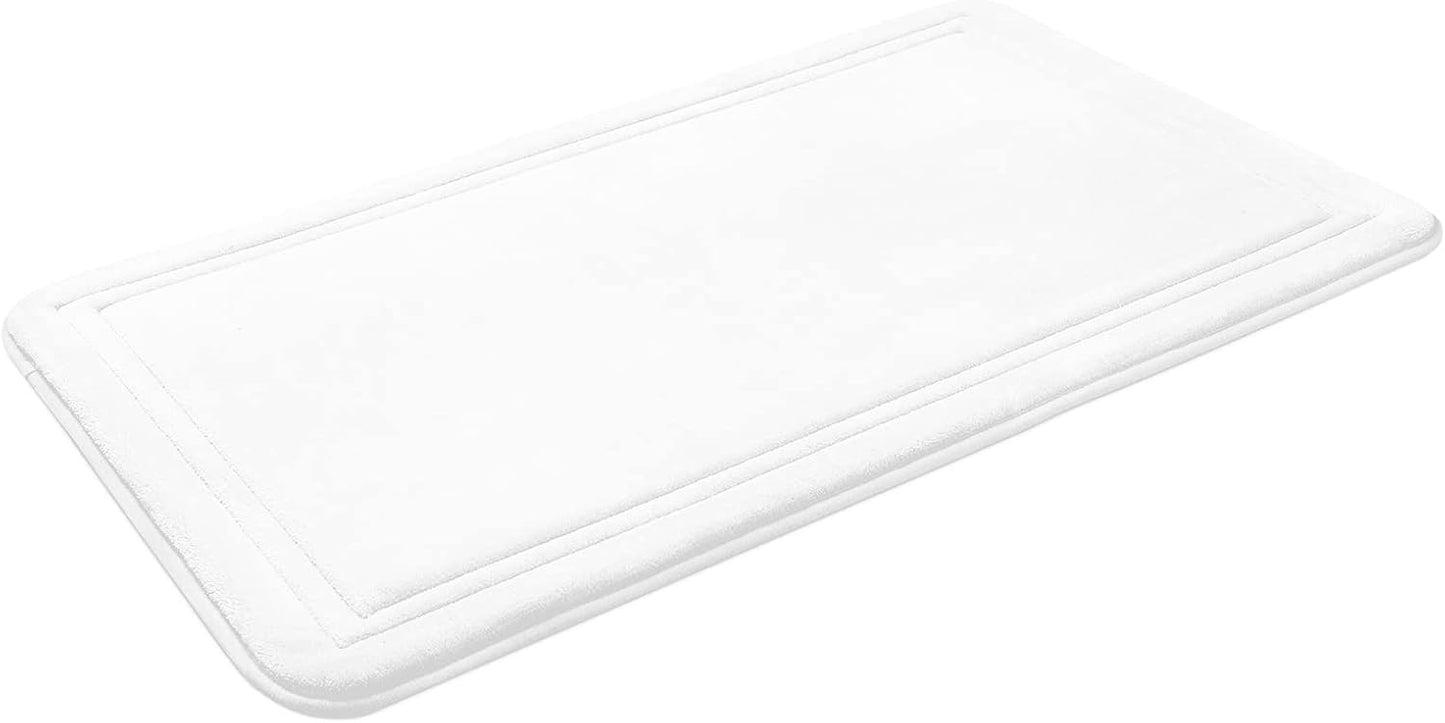 ITSOFT Memory Foam Bath Mat 31x20, Non Slip, Machine Washable, Quick Dry & Absorbent Rugs, Bath Mats for Bathroom Floor, Tub & Shower, Bathroom Rug, White