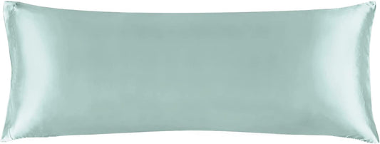 BEDELITE Satin Body Pillow Cover, Super Soft and Cooling Body Pillow Pillowcase for Hair and Skin, Breathable Silky Full Long Pillowcase Cover(20"x54", Haze Blue)