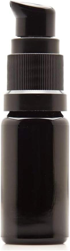 Infinity Jars 10 Ml (0.34 fl oz) Refillable Ultraviolet Black Glass Pump Bottles Leak-Proof Travel Containers for Toner, Sanitizer, Beard Oil, Hair Serum, Essential Oils 10-Pack