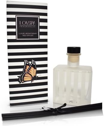 LOVSPA Reed Diffuser Set, Pomelo Grapefruit Scented Oil Diffuser with Sticks, Home Fragrance Accessories for Bathroom Shelf Decor, Aroma Diffusers for Home or Office Desk, USA Made