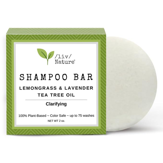 Bar Shampoo | Clarifying Shampoo for Oily Hair | Supports Healthy Hair Growth | Travel Essential | Lemongrass & Lavender with Tea Tree Oil | Handmade in USA 1-pk