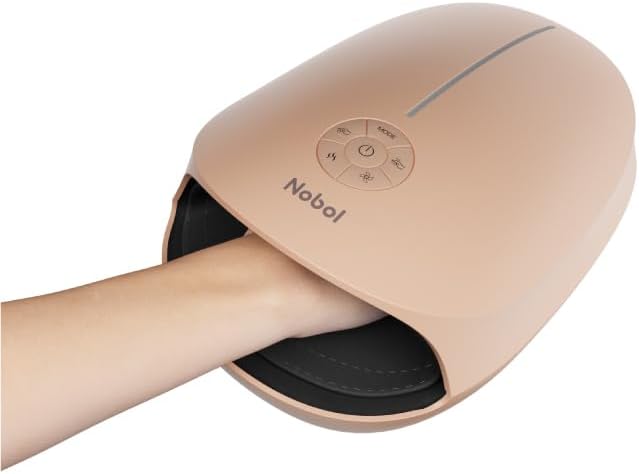 Nobol Cordless Hand Massager UltraPod AirTouch with Heat, Compression, Roller Kneading, and Fan Cooling for Arthritis, Carpal Tunnel, and Finger Numbness Relief (Pink)
