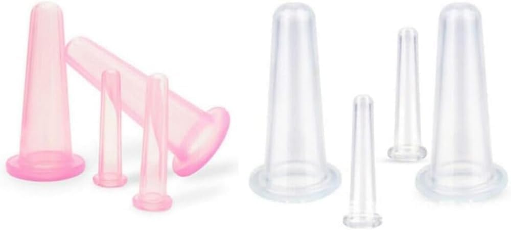 4Pcs Mini Massage Cupping Set Silicone Facial Cups Face Massager Helper Skin Care Neck Back Eyes Massaging Cup Safe to Use, Don't Worry About Burns (Blue)