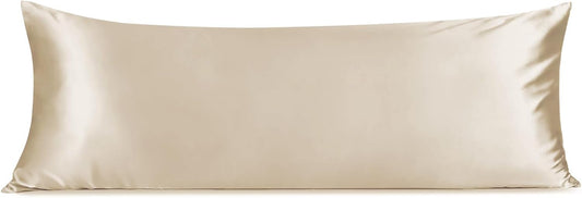 INFIIXSO Body Pillow Cover with Zipper, Luxury Mulberry Silk Body Pillow Case 20x54 Inches, Ultra Smooth and Soft Cooling Long Pillowcase, Gift for Women, Men(Beige)