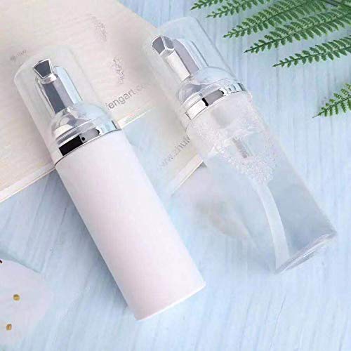 10 Pcs Silver Caps Plastic Foam Dispenser Bottle | Mini Foaming Pump Dispenser Empty - for Refillable Travel Hand Soap Foaming, Shampoo 1.7oz