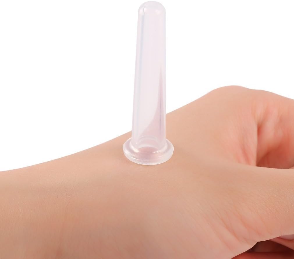 4Pcs Mini Massage Cupping Set Silicone Facial Cups Face Massager Helper Skin Care Neck Back Eyes Massaging Cup Safe to Use, Don't Worry About Burns (Transparent)