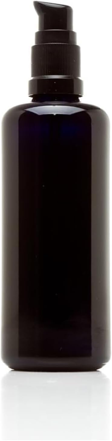 Infinity Jars 100 ml (3.4 fl oz) Refillable UV Black Glass Pump Bottles Leak-Proof Travel Containers for Toner, Sanitizer, Beard Oil, Hair Serum, Essential Oils Pack 10