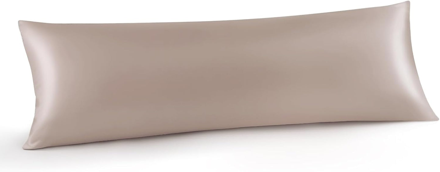 INFIIXSO Body Pillow Cover with Zipper, Luxury Mulberry Silk Body Pillow Case 20x54 Inches, Ultra Smooth and Soft Cooling Long Pillowcase, Gift for Women, Men(Caramel)