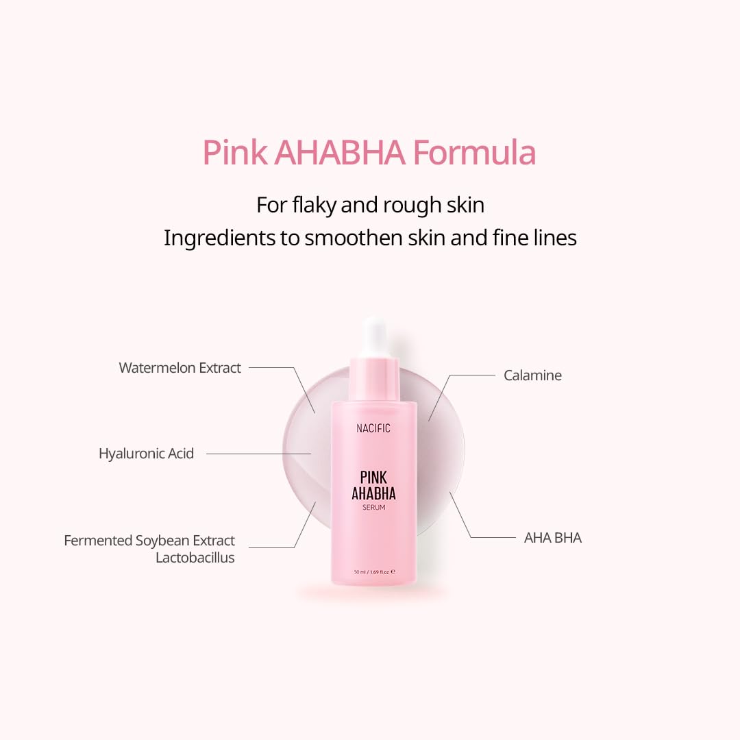NACIFIC Pink AhaBha Triple Set (Toner 150ml, Serum 50ml, Cream 50ml) AHA, BHA, Watermelon extract Glow Moristurizing Hyaluronic Acid
