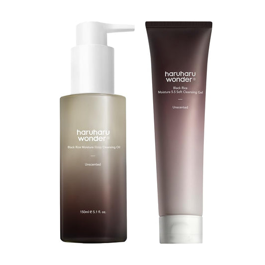 HARUHARU wonder Black Rice Moisture Cleansing Oil & 5.5 Soft Cleansing Gel Double Cleansing Duo Set
