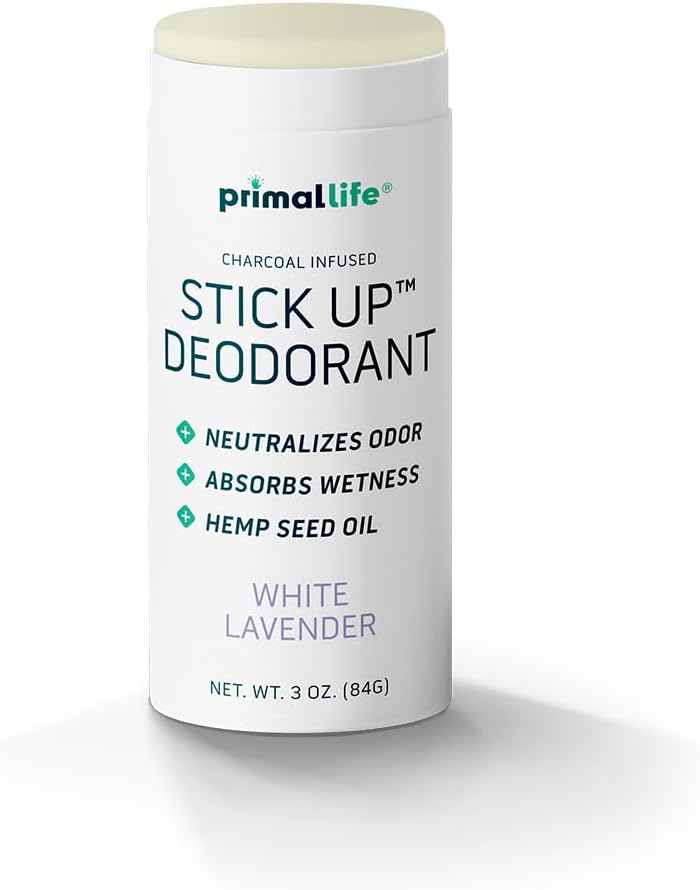 Stick Up Natural Deodorant for Women and Men with Bentonite Clay Powder, Arrowroot, Magnesium, Zinc, 3 oz. Vegan Deodorant for 3-4 months, White Lavender - Primal Life Organics