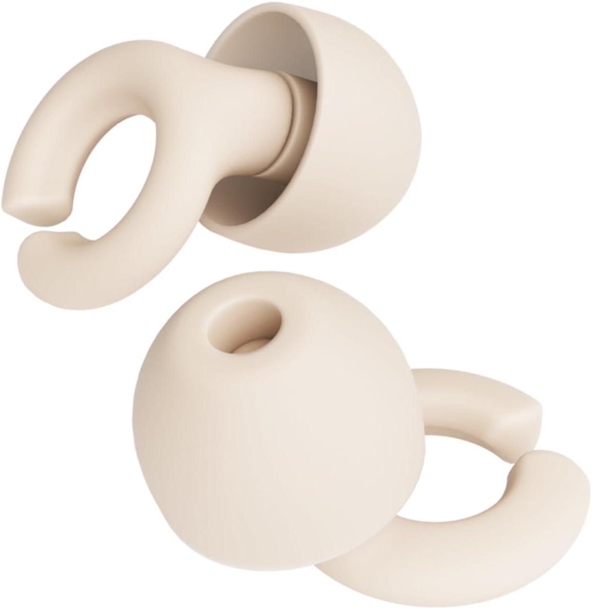 Hush Hoops Ear Plugs, Ultra-Soft Reusable Silicone Plugs with Horseshoe Shape for Comfort, Designed for Sleep and Sound Suppression, 17dB (NRR) Noise Reduction Rating, Cream, 1 Pair with Travel Case