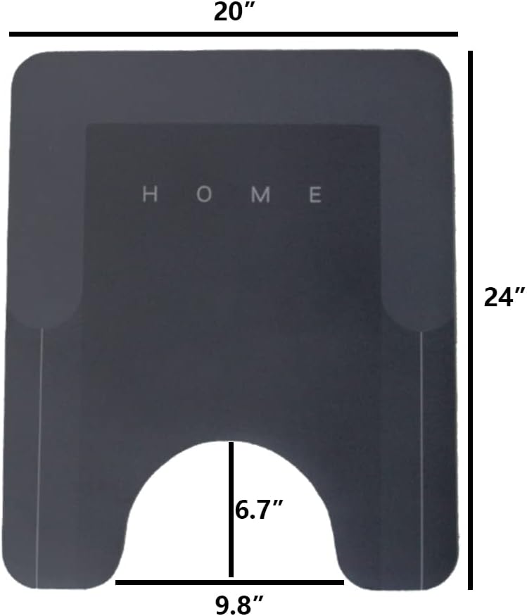 2Pcs Ultra Soft Napa Skin Bath Mat and U-Shaped Toilet Rug, Water Absorbent and Non Slip Shower Bath Rug for Bathroom, Tub and Shower - 20"x32"+20"x24", Dark Grey