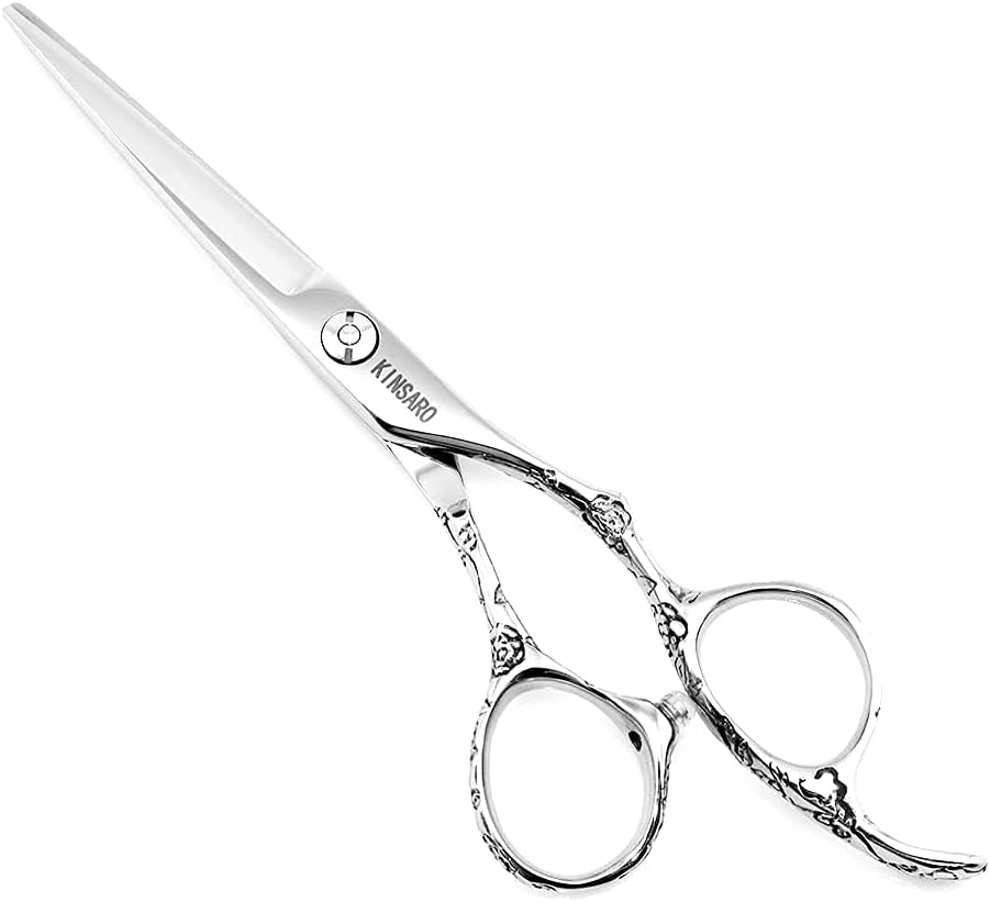 Hair Cutting Scissors 5.5 Inch Professional Haircut Hair Shears Sharp Barber Scissors 440C Hairdresser Barber Shears Rose handle KINSARO for Hairdresser Barbershop or Home Use