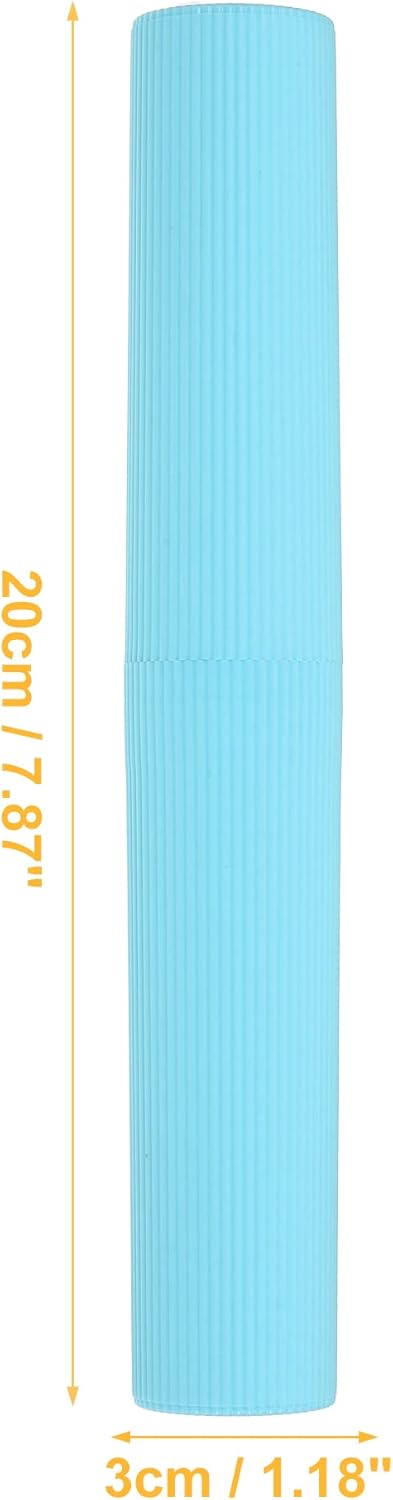 VOCOSTE 1 Pcs, Vertical Stripe Toothbrush Case, Plastic, Traveling Toothbrush Holders Case, Travel Business, Sky Blue, 7.87"x1.18"