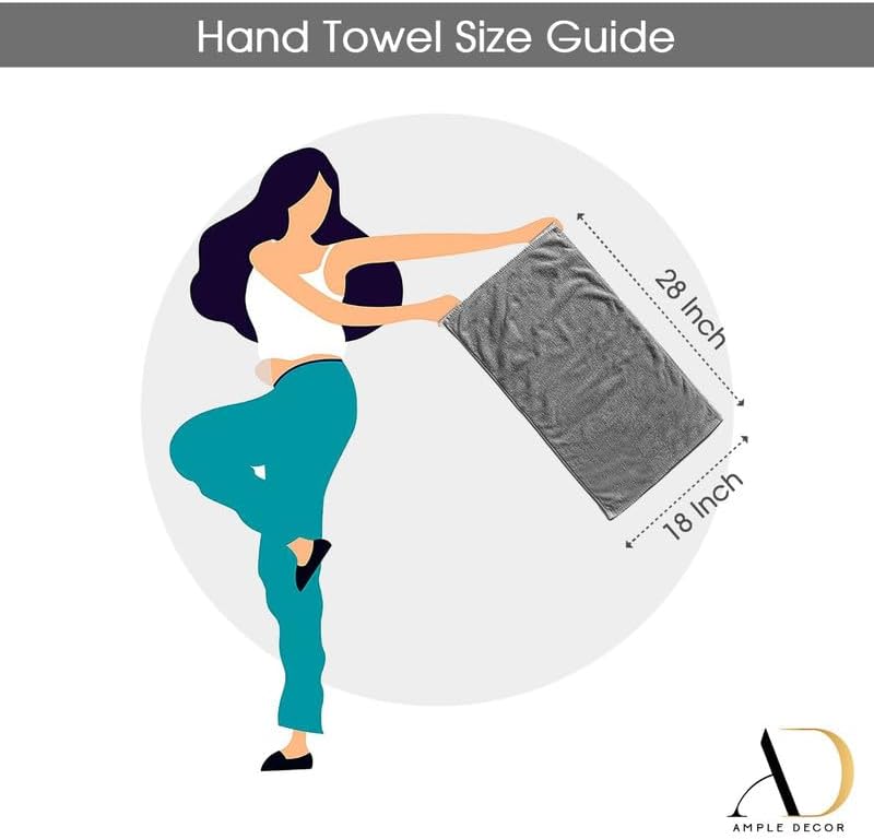 Ample Decor Hand Towel 18 X 28 Inch Pack of 8 600 GSM 100% Cotton Soft Absorbent Thick Durable Premium Quality, for Hotel, Bathroom, Spa, Daily Use, Gym - Green