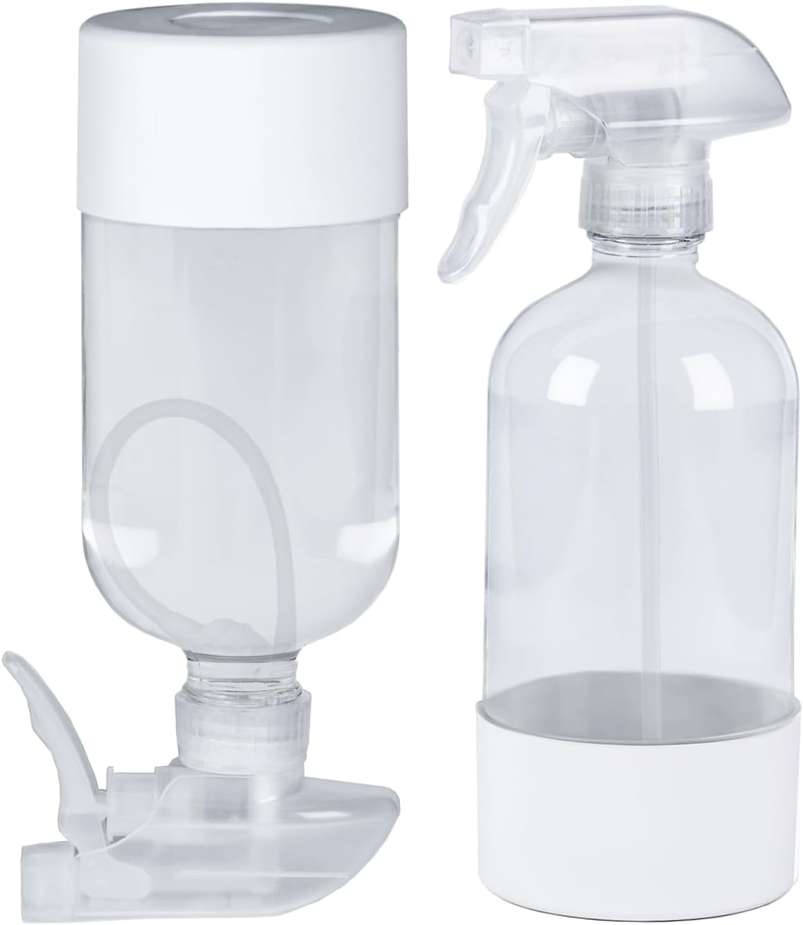 2 Pack 360° Glass Spray Bottles with Silicone Sleeve, 16 oz Empty Refillable Containers with Adjustable Spray Nozzles, Spray Bottles for Hair, Cleaning Solutions and Plants White