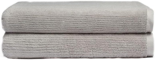Cozy Earth Ribbed Bath Sheet Set - 60% Cotton 40% Viscose from Bamboo Bath Sheets - Soft & Absorbent Textured Ribbed Pattern - 2 Pack Light Grey