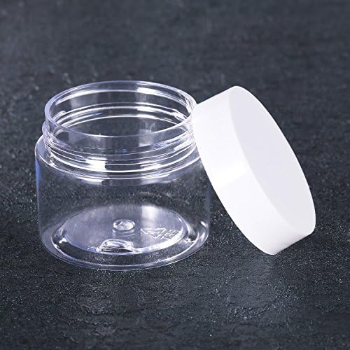 12 Pack Small Plastic Containers with Lids Clear Plastic Favor Storage Jars Wide Mouth for Beauty Products (2 Ounce, White)