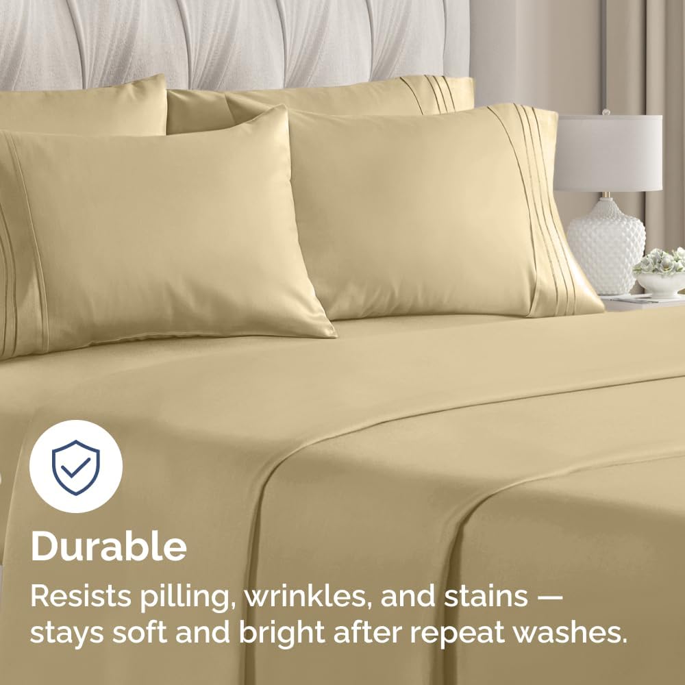 Queen Pillow Cases Set of 10 - Ultra Soft Hotel Quality Pillowcase Covers - Comfy & Wrinkle Free - Shrink, Stain and Fade Resistant - Easy-Care, Machine Washable Pillow Protectors - 10 Pcs Set - Beige