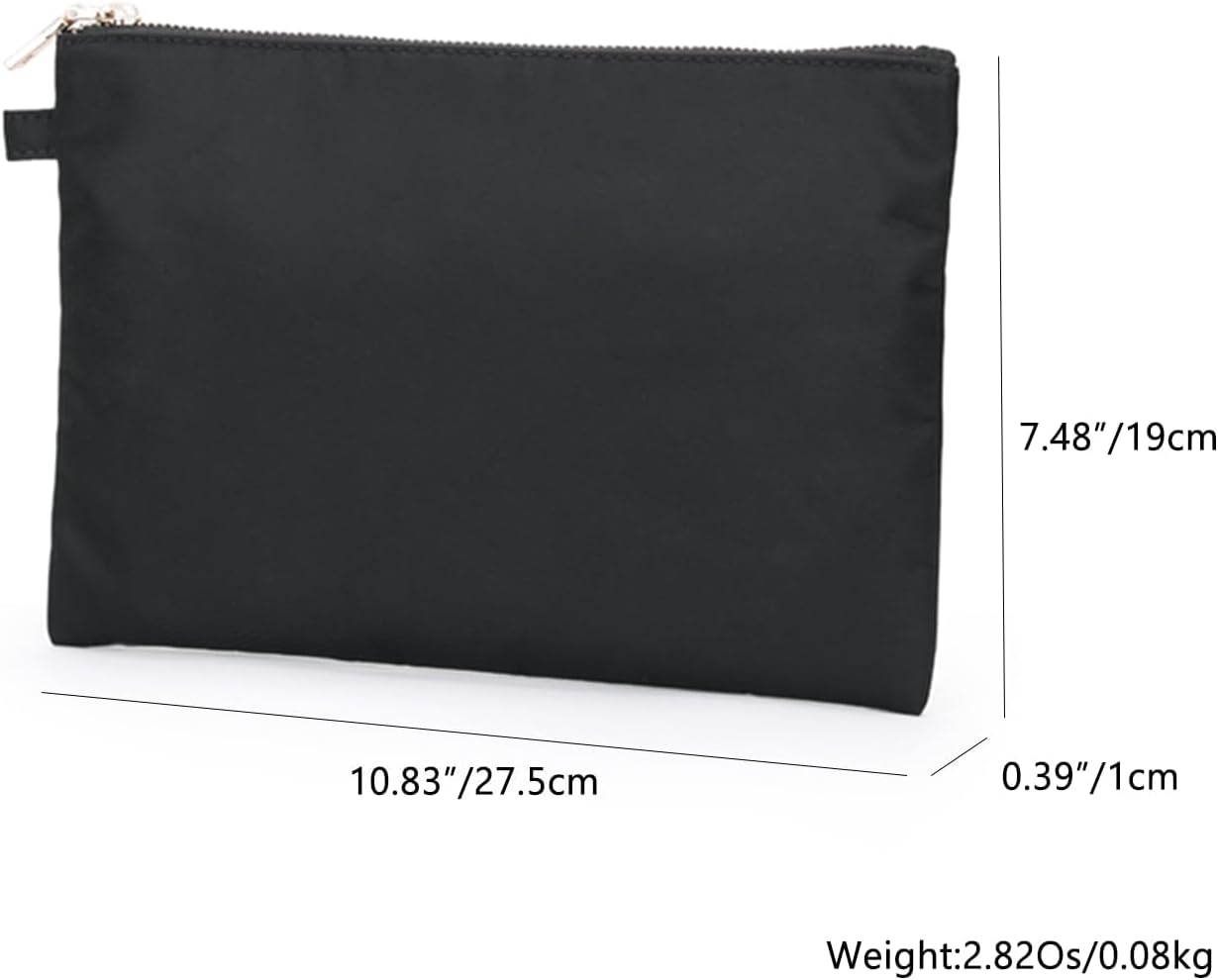 Zipper Pouch Storage Bag Simple and Stylish Women's Cosmetic and Travel Bag (Black-nylon-2)