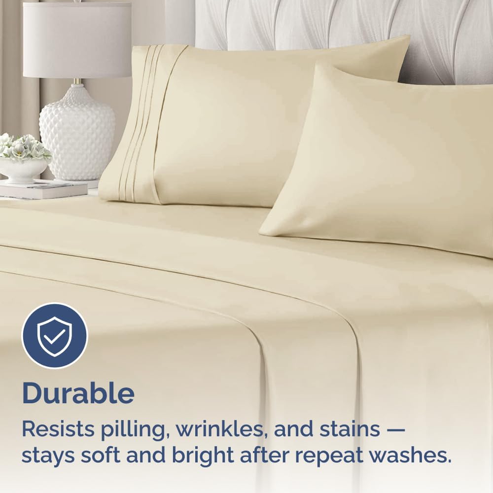 Queen Pillow Cases Set of 4 - Ultra Soft Hotel Quality Pillowcase Covers - Comfy, Cozy & Wrinkle Free - Shrinkage, Stain and Fade Resistant - Machine Washable Pillow Protectors - 4 Piece Set - Cream