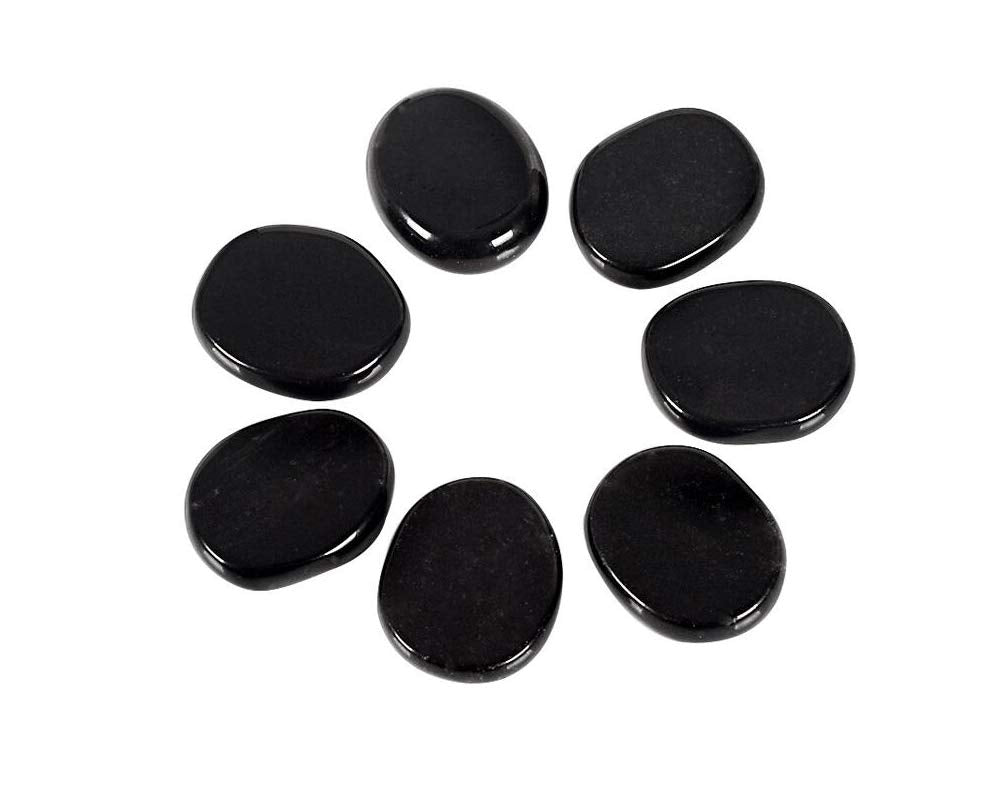 7 Pieces Natural Obsidian Massage Stones Set for Professional or Home Spa, Smooth and Natural Massage Stones (Black Obsidian)