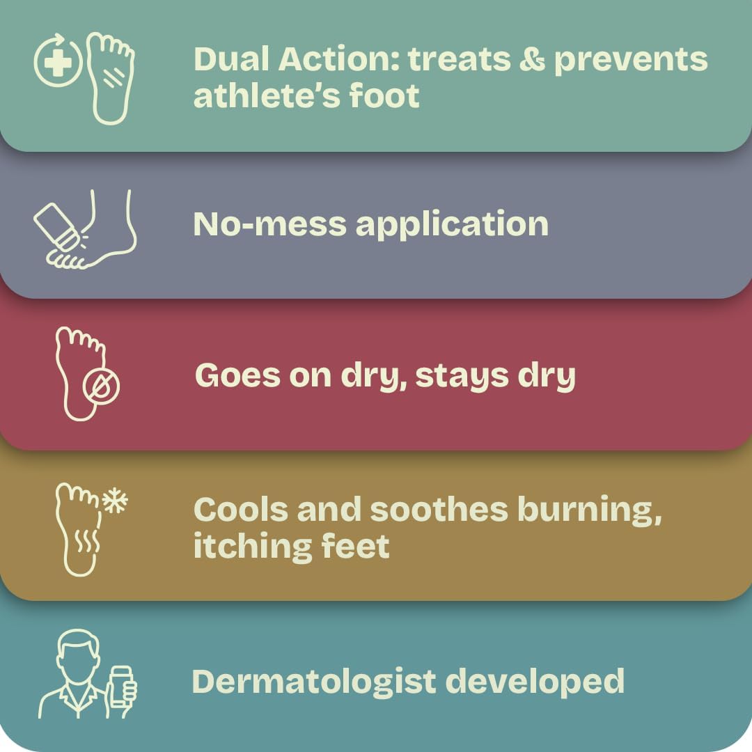 Athlete’s Foot Treatment Sticks - Easy Glide-On Foot Fungus Treatment, No Mess Application - Tolnaftate 1% Athletes Foot Spray Alternative - 2 Sticks is 1 Full Treatment