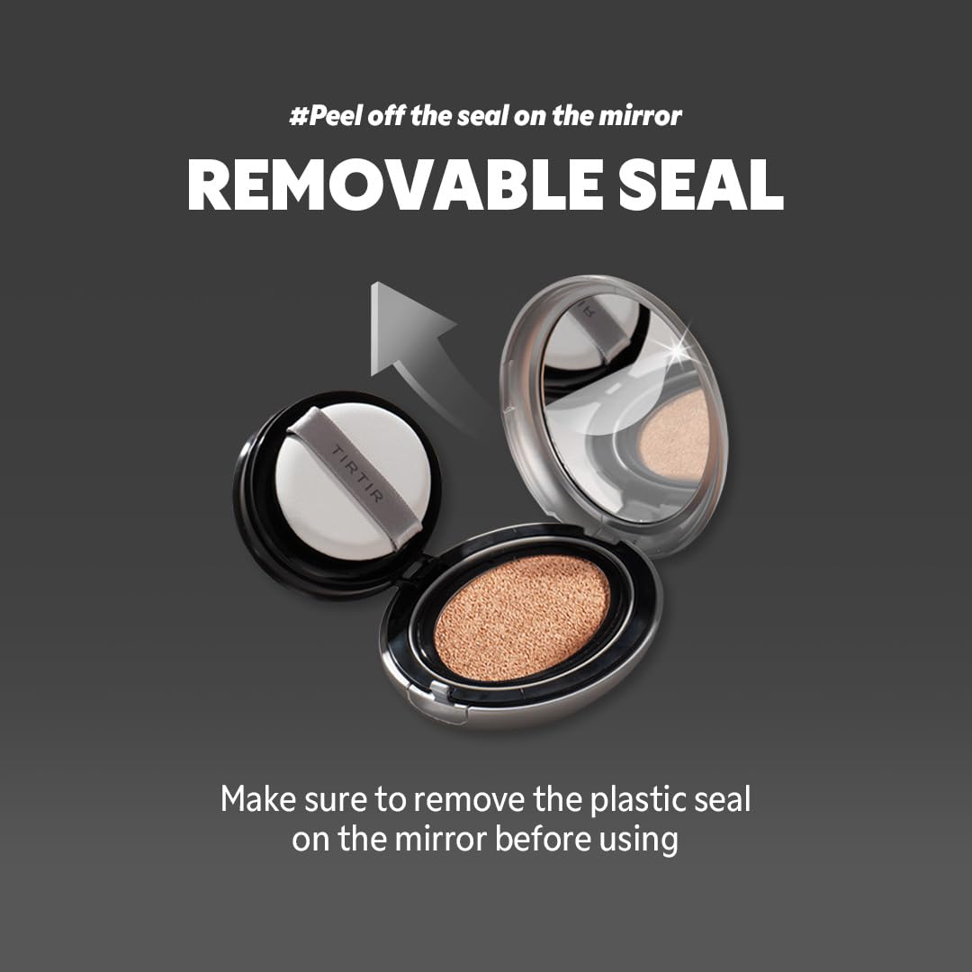 TIRTIR Mask Fit Aura Silver Cushion Foundation | Semi-glow Finish, Natural Coverage, Moisturizing, Lightweight, Korean cushion foundation (#27N Camel, Full Size, 0.63 Fl Oz)