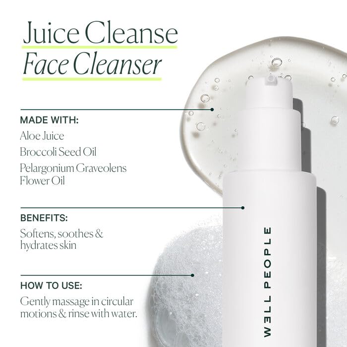 Well People Juice Cleanse Soothing Aloe Face Cleanser, Nourishing Gel-based Cleanser For All Skin Types, Softens & Hydrates Skin, Vegan & Cruelty-free