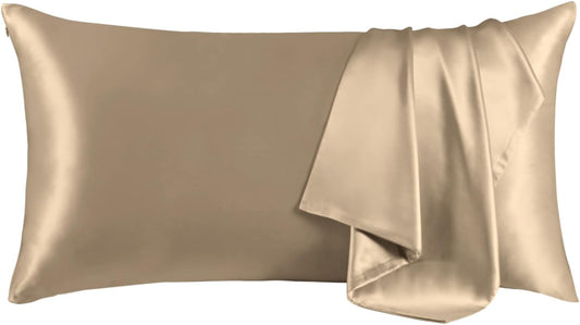 THXSILK 100% Mulberry Silk Pillowcase for Hair and Skin, Grade 6A+ Mulberry Silk Pillow Case, Natural Silk Pillow Case Cover with Zipper, 1pc(California King Size 20"x40", Taupe)