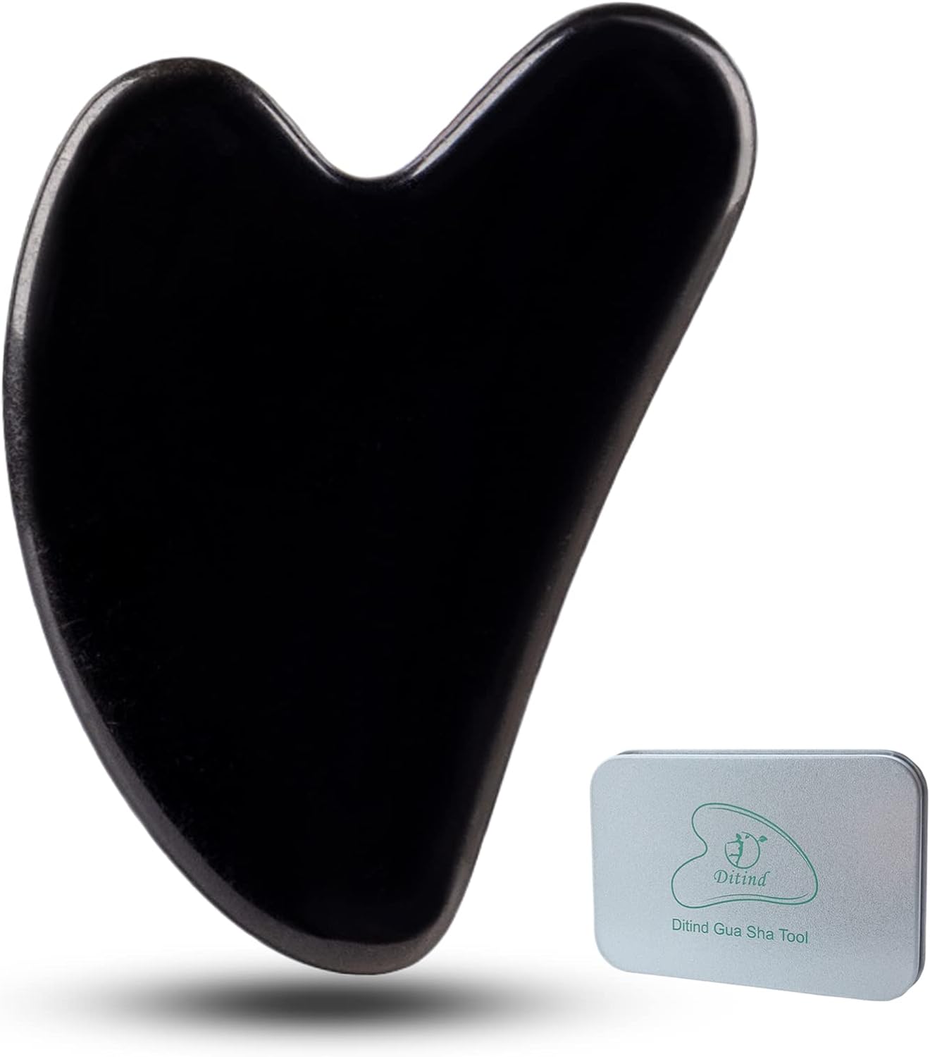 Ditind Gua Sha Facial Tools, Black Obsidian Gua Sha Massage Tool, Natural Jade Guasha Tool for Face and Body Skin Massage. Gua Sha Set for SPA Acupuncture Therapy, Trigger Point Treatment.