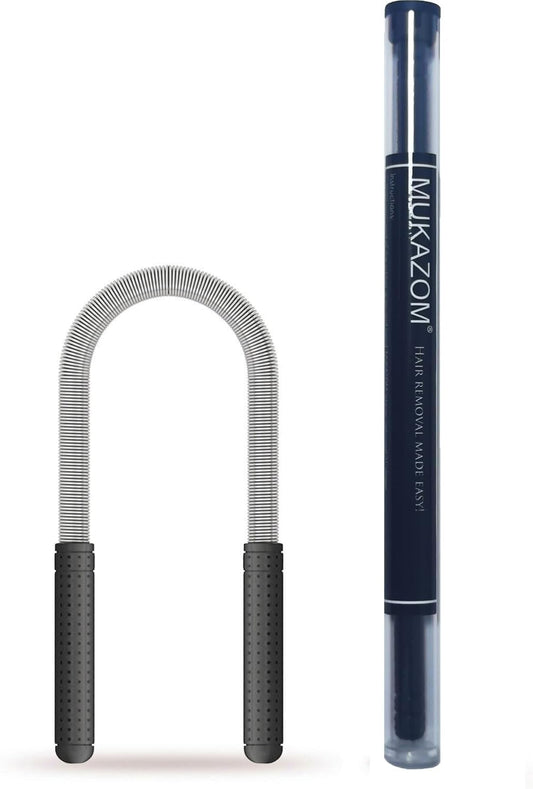 Facial Hair Removal for Women, Mukazom Original Hair Remover Spring Epilator for Removing Hair on The Cheeks, Neck, Upper Lip and Chin (Black-New)
