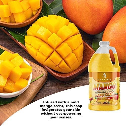 Antibacterial Hand Soap- Mango Scented Moisturizing Pearlized Liquid Hand Wash - Six 1/2 Gallon (64 oz.) Bulk Refill Jugs [Case of Six (384 oz)]. Mango Scented. Non-Toxic. Made In The USA