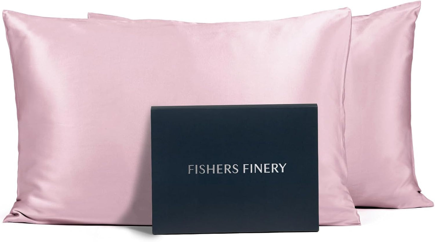 Fishers Finery 25mm 100% Pure Mulberry Silk Pillowcase (English Rose Queen 2 Pack)