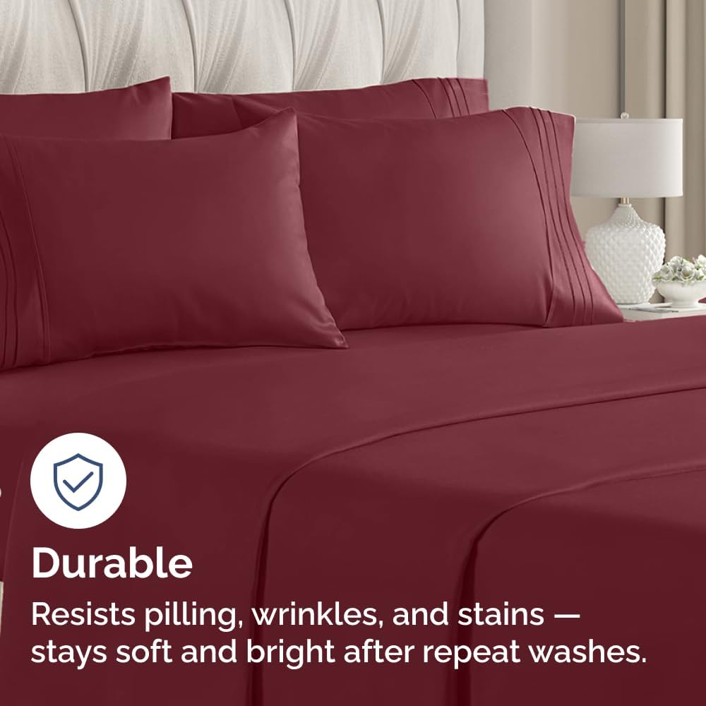 King Pillow Cases Set of 8 - Ultra Soft Hotel Quality Pillowcase Covers - Comfy & Wrinkle Free - Shrink, Stain & Fade Resistant - Easy-Care, Machine Washable Pillow Protectors - 8 Piece Set - Burgundy