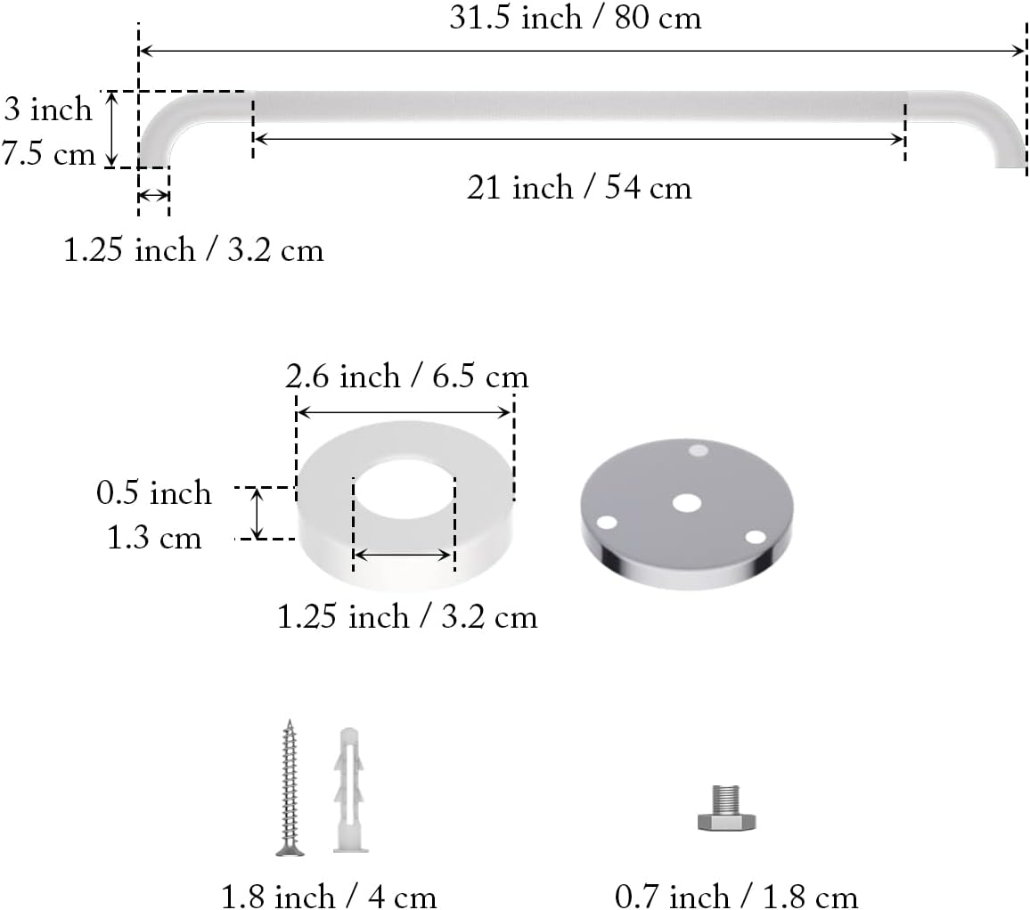 32 Inch Anti Slip Shower Grab Bar Oil Rubbed White 1.25" Diameter, Munzong Bathroom Grab Bar, Knurled Bathroom Balance Bar,Safety Hand Rail Support Handicap Elderly Senior Assist Bath Handle